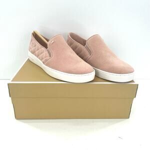 Michael Kors Keaton Quilted pink rose gold women’s loafers shoes. Designer